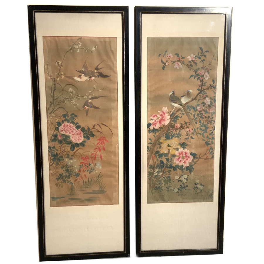 FRAMED SILK PAINTINGS