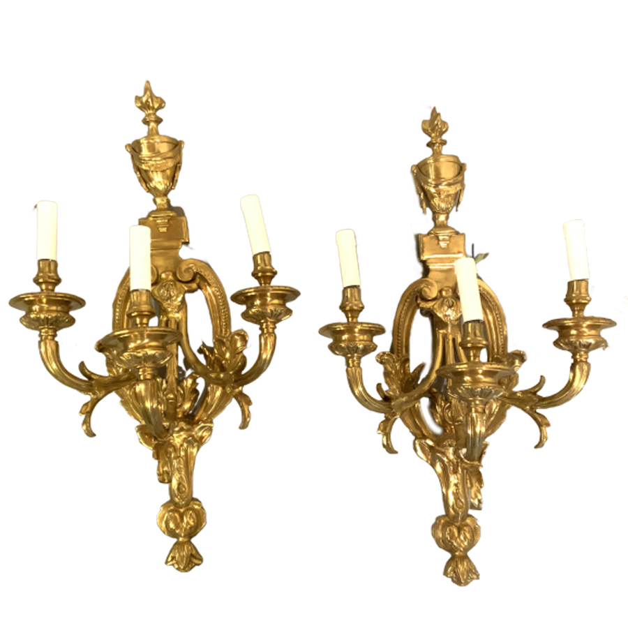 PAIR OF BRONZE SCONES