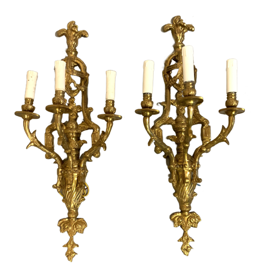 PAIR OF BRONZE SCONES