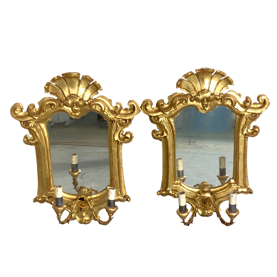 PAIR OF MIRROR SCONES