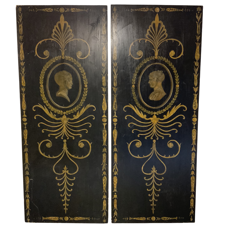 PAIR OF PAINTED PANELS